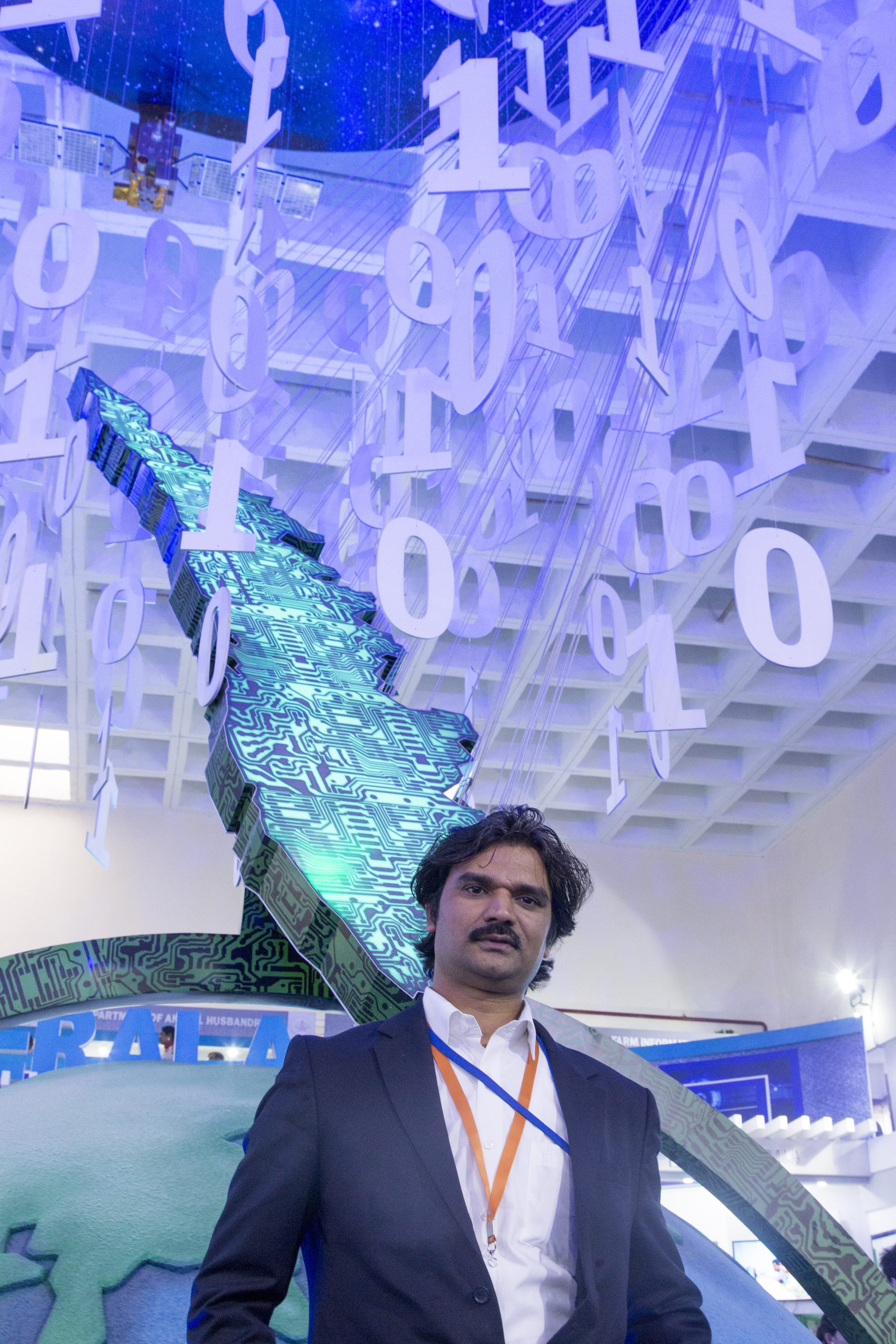 Engineering students at an AI and emerging-technology exhibit