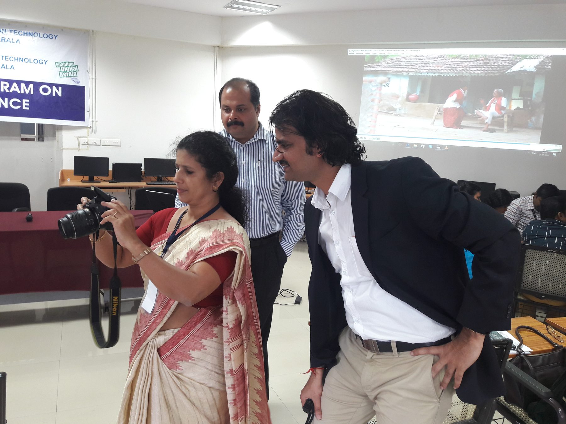 School faculty in a hands-on technology training session